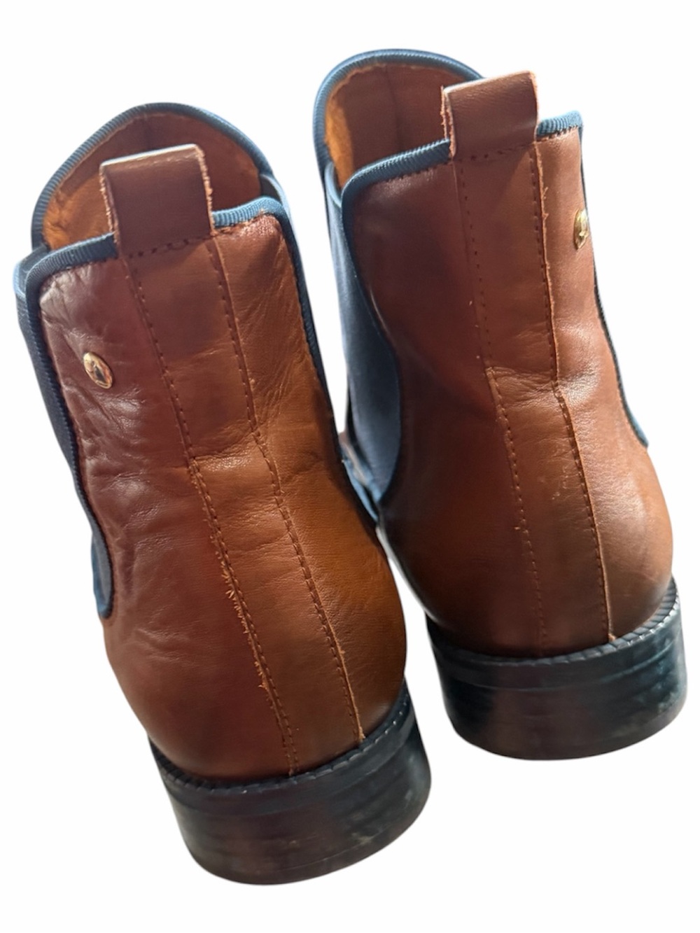 PIKOLINOS Tan Leather Chelsea Ankle Boots with Gray Elastic - Picture 2 of 5